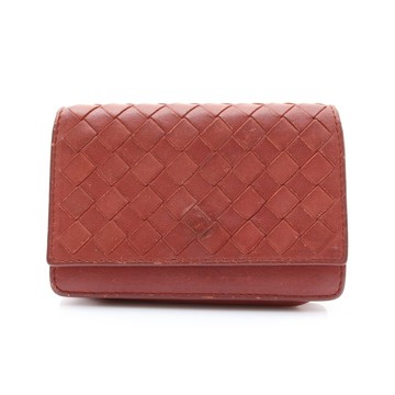 BOTTEGA VENETA  Intrecciato 短夾 紅色 編織羊皮 133945 【二手名牌BRAND OFF】