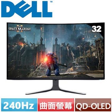 DELL 32型 Alienware QD-OLED 4K 曲面遊戲專用顯示器 AW3225QF送原廠包+滑鼠