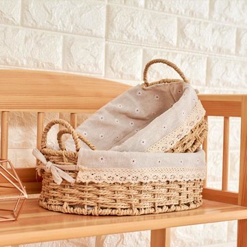 藤編收納籃 收納筐正方圓形雜物筐化妝品零食編織籃子 桌面收納盒