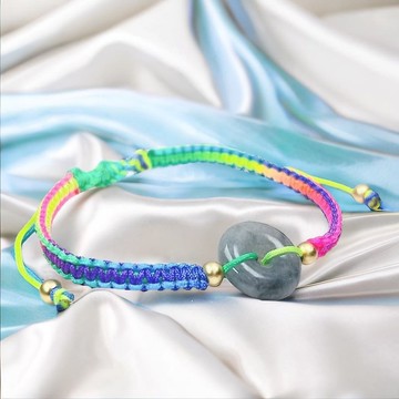 【願‧平安】冰種烏雞平安扣編織手鍊 | 天然緬甸A貨翡翠 | 送禮