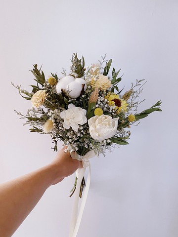 春日清新乾燥花捧花 結婚捧花 新娘捧花 伴娘捧花 永生捧花