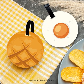 【好吃的圓形食物】早餐系列 行李吊牌 背包吊飾 生日禮物 台灣