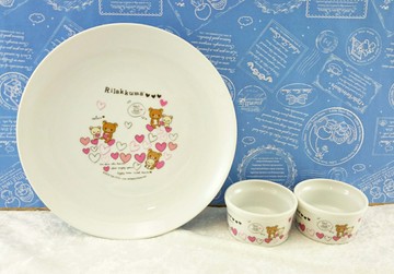 【震撼精品百貨】Rilakkuma San-X 拉拉熊懶懶熊 San-X 碗盤兩件組-愛心粉#75210 震撼日式精品百貨