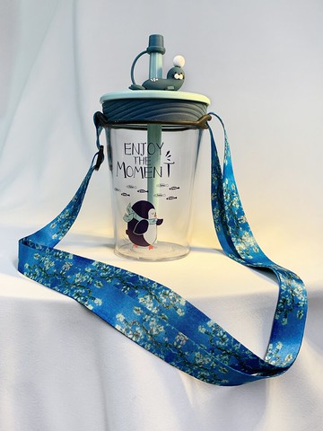 吸管杯大人兒童可愛少女心潮冷萃杯背帶斜跨外出便攜耐熱塑料杯子