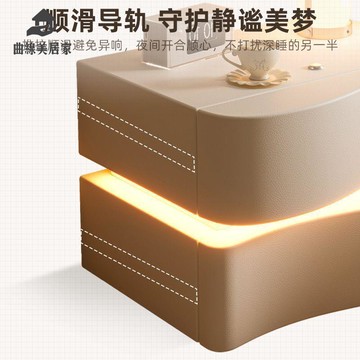 全實木  床頭櫃 2025新款創意臥室家用 簡約 現代奶油風高級床邊收納柜qxm7222