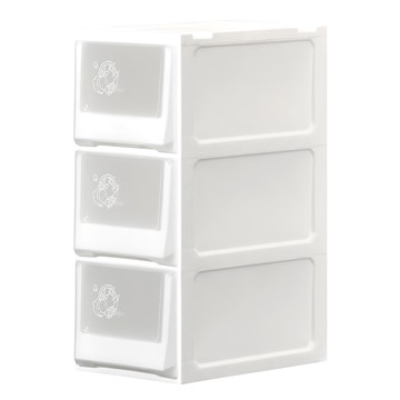 livinbox 三層27cm收納櫃  白色 + 透明色  1個