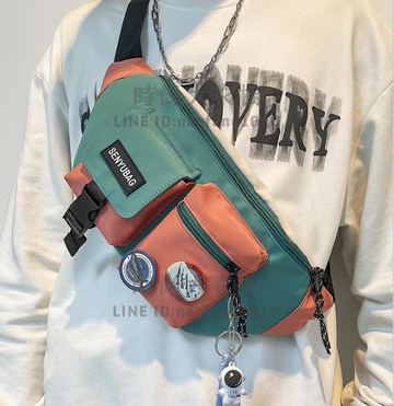 胸包男工裝斜背包男士背包潮小包個性百搭腰包男生單肩包【時尚大衣櫥】