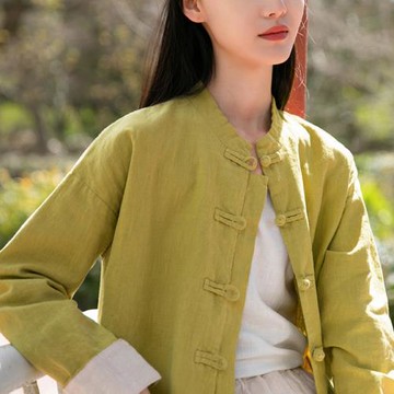 宋姿品牌原創棉麻女裝中式國風苧麻外套上衣 女式襯衫茶服太極服