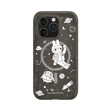 iPhone 16 Pro AirX 本質黑 - 懶散兔與啾先生 Lazy Rabbit and Mr.Chu - outerspace