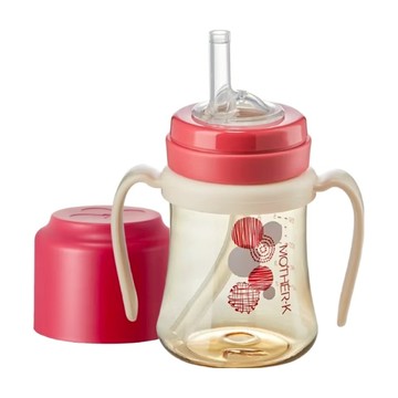 MOTHER-K 頂級PPSU學飲吸吸杯 200ml  不含BPA  生醫療級安全原料  超柔軟液態矽膠吸管  適用多種消毒方式  石榴紅  1個