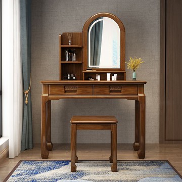 熱銷/免運 快速出貨 梳妝臺 化妝臺 梳妝台 化妝台 化妝櫃 來達億黃金梨木新中式實木梳妝臺全實木臥室化妝桌收納一體化妝臺