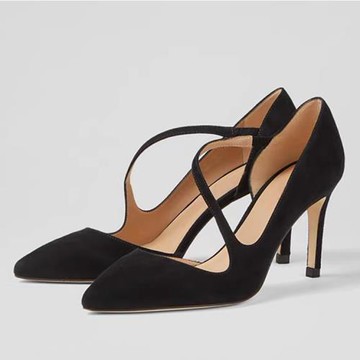 歐美2025新品尖頭側空一字帶細跟高跟鞋OL職業女鞋真皮單鞋淺口鞋