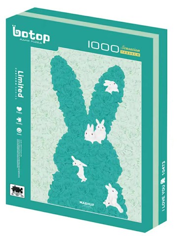 botop - I LOVE YOU兔 蒂芙尼藍 1000片正版拼圖 絲絨觸感黑卡 10473