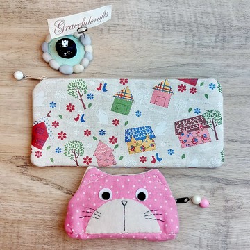 拉鍊包 零錢包 化妝袋 筆袋 收納包兩件套 (PS-061)