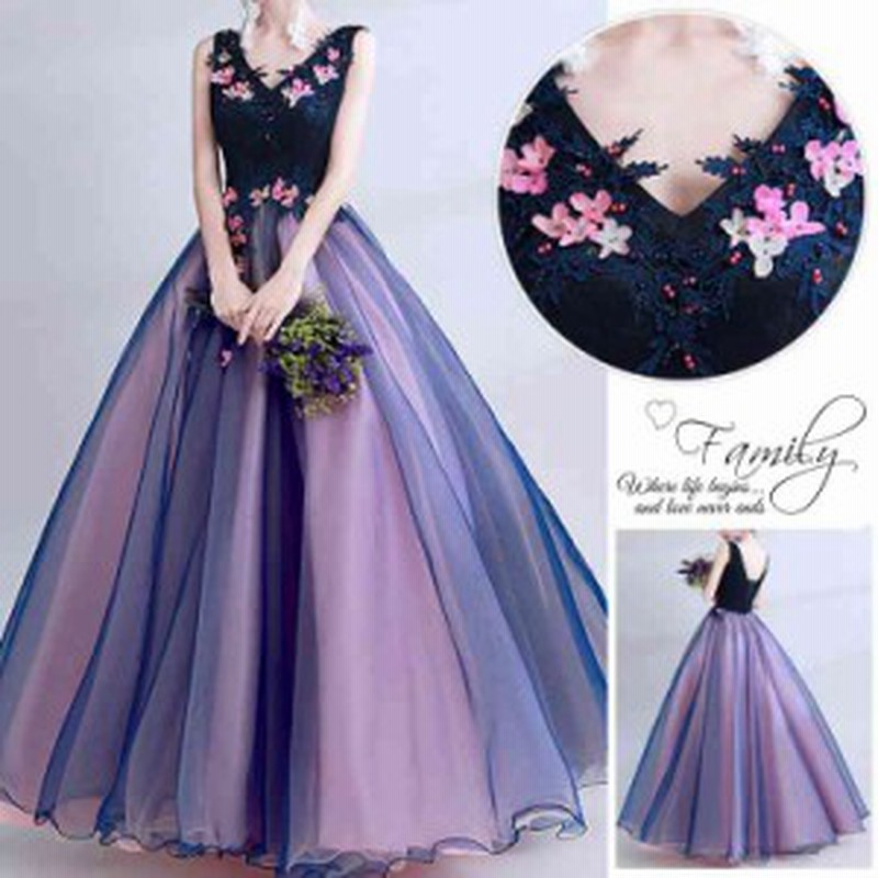 パーティドレス ロング丈 ｖネック 結婚式 パーティードレス ロングドレス ドッキング ウェディングドレス 袖なし ドレス 二次 通販 Lineポイント最大1 0 Get Lineショッピング