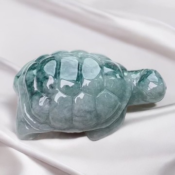 【吉祥‧長壽】飄花翡翠烏龜 | 天然緬甸A貨翡翠 | 送禮