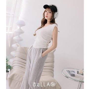 【1+1優惠】BeLLA 腰抽皺顯瘦上衣 白色