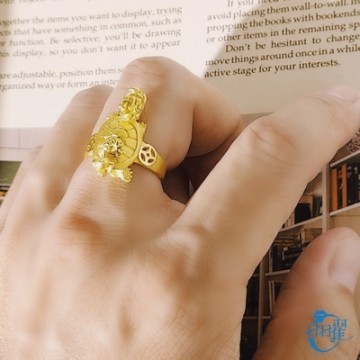 【晶曜珠寶】黃金戒指 男戒 衣錦龍龜 活動戒圍 2.82錢