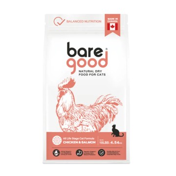 bare good真原力-自然健康貓糧-放牧雞&鮭魚 10LB(4.54KG) (BG-CCA013)(購買第二件贈送寵喵樂-貓草玩具x1包) 台灣公司貨