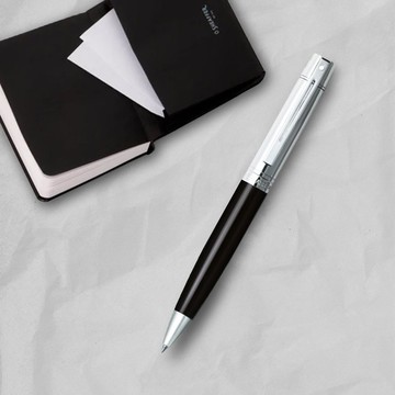 【SHEAFFER】300系列黑桿銀蓋原子筆+A6筆記本禮盒 免費刻字