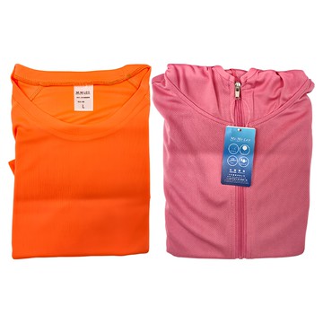 MI MI LEO 中性 機能防曬組 2件組  外套(2XL) + T恤(L)  粉桃色 + 螢光橘