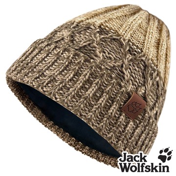 【Jack wolfskin 飛狼】漸層立體針織紋內刷毛保暖帽 毛帽『深駝』