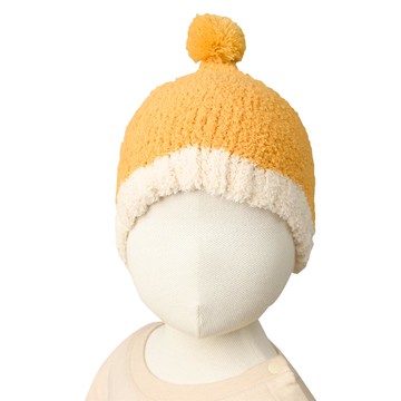 akachan honpo - 尖頂毛茸茸針織帽-黃色