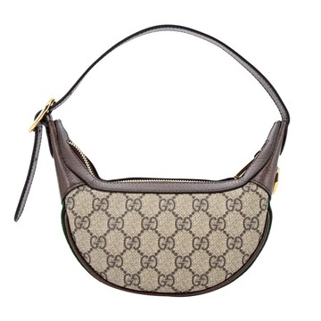 [平輸版]GUCCI Ophidia GG印花帆布迷你半月手提/肩背包(卡其)真品平輸