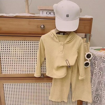 Healthy baby 女童衣服春秋季韓版洋氣休閒闊腿褲時髦兩件套裝一女寶寶春裝 女童长袖套装 女童甜美两件套 女童套