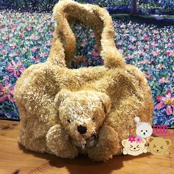 【TEDDY工坊】TEDDY泰迪熊時尚高級可愛黃金亮毛泰迪熊大手提包大容量泰迪熊造型手提包精品包
