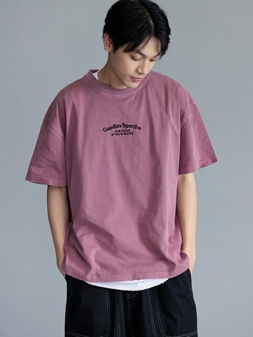 美式Sportive洗水復古文字短TEE (紫藤色)