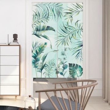 【嵐楓居家】長門簾風水簾-綠蔭／一片式（85cm*180cm日式門簾/門簾/風水簾/長門簾/免打孔穿桿門簾）_廠商直送