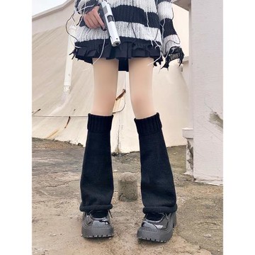 jk襪子針織襪套堆堆襪女款冬季y2k日系辣妹亞文化闊腿喇叭小腿套