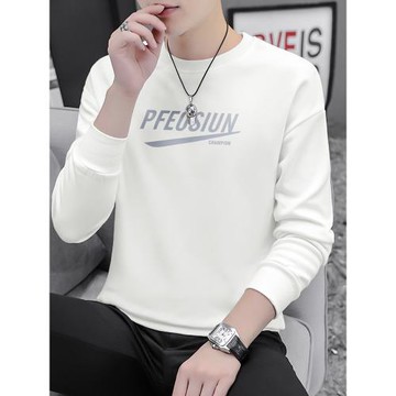 320g重磅男士衛衣無帽白色寬松潮流百搭春秋冬款保暖加絨長袖t恤