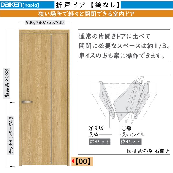 大建工業 ハピア 片開きドアセット U8デザイン 固定枠 見切(ケーシング)枠 - 1