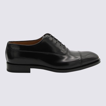 Ferragamo Black Leather Lace Up Shoes