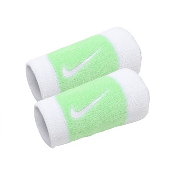 Nike 護腕 Swoosh Doublewide 綠白 棉質 吸汗 毛巾布 腕帶 勾勾 球類運動 訓練 N000158611-7OS