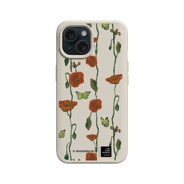 iPhone 15 SolidX 貝殼灰 - Van Gogh Museum - 蝴蝶和罌粟花 - 重複圖案