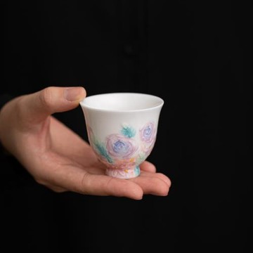 百花爭艷功夫茶具陶瓷家用茶具紅大壺大杯大號茶碗主人杯手繪茶具