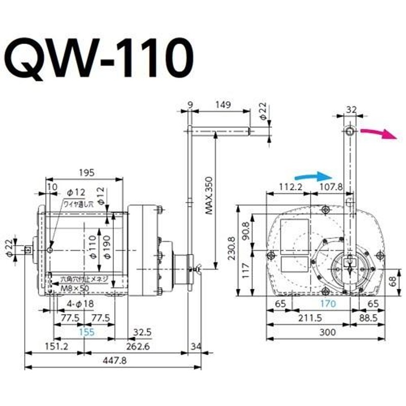 送料別途)(直送品)富士製作所 ポータブルウインチ QWシリーズ QW-110 QW-110 通販 LINEポイント最大0.5%GET  LINEショッピング