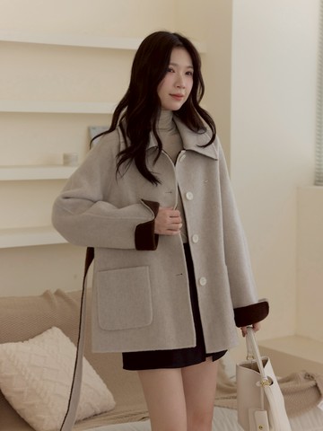 自訂 小尖領雙面穿100%羊毛大衣