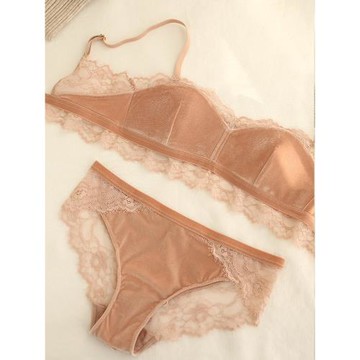 復古絲絨進口柔軟內衣法式無鋼圈抹胸式薄款棉質內里不凸點文胸罩