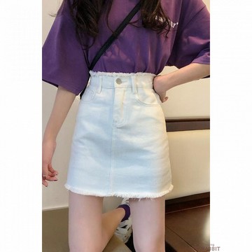 夏牛仔短裙女韓版大碼胖mm百搭學院風高腰顯瘦A字半身裙女士半身裙高腰半身裙女士休閒半身裙女士居家半身裙