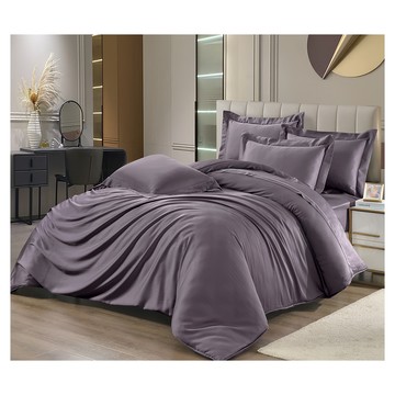 Tencel 頂級日旅素色 100%天絲 單人床包三件式全鋪棉床包組 Feels so right 60S  床包188 x 105cm + 被套212 x 182cm + 枕套75 x 47cm  落日紫