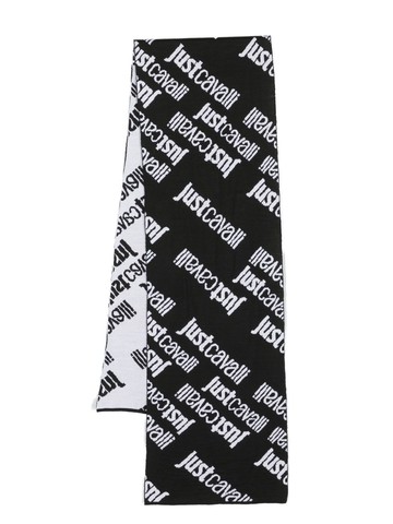 Just Cavalli - intarsia-knit logo wool-blend scarf - women - Wool/Acrylic - One Size - Black
