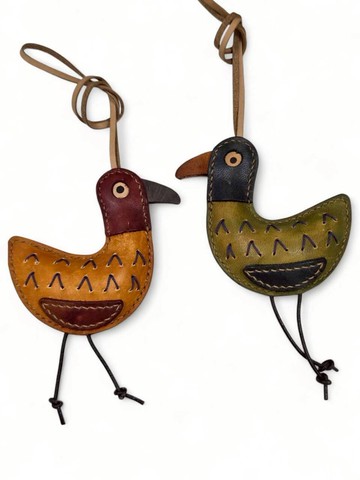 可愛水鳥皮革吊飾