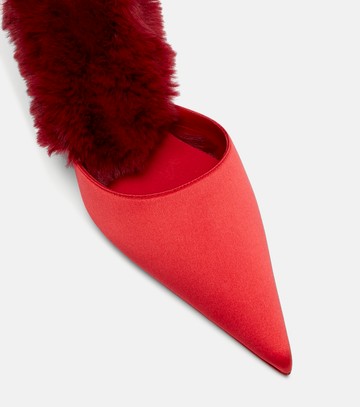 Christian Louboutin Km Fur 85 crêpe satin mules