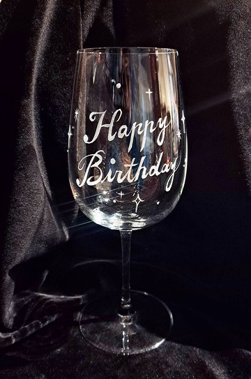 客製-手工雕刻紅酒杯-秋玻【英文屬名 / 圖文插畫】結婚節慶賀禮