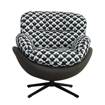 【IDEA】復古拼接紋懶人沙發躺椅/360度旋轉椅(單人沙發/搖椅/躺椅/皮沙發/菱格尼龍