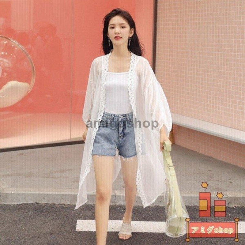 レース刺繍 カーディガン レディース 長袖 Uvカット シャツ ロング丈 紫外線対策 軽量 速乾 日焼け防止 薄手 夏 エアコン対策水着レディースファッション 通販 Lineポイント最大0 5 Get Lineショッピング